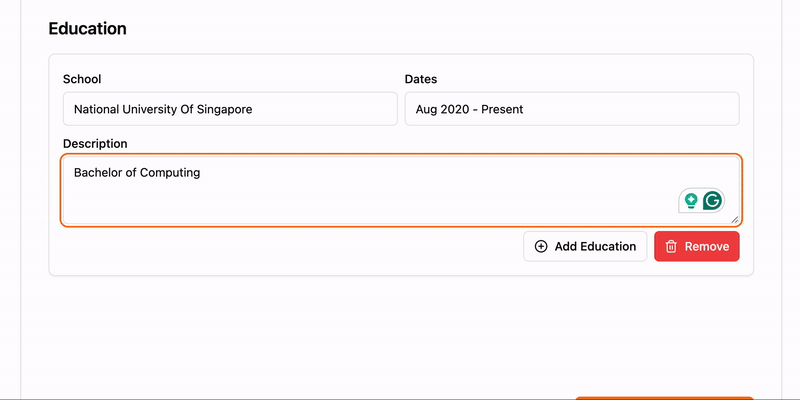 Object list input component